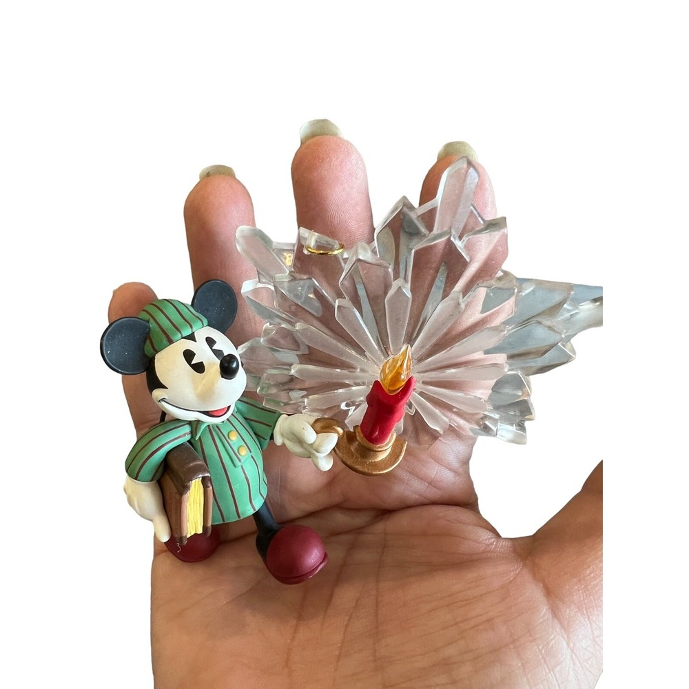 Disney Mickey Mouse Christmas Ornament Night Before Christmas Snowflake Candle